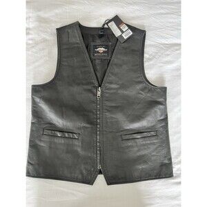 NWT Genuine Leather Harley Davidson Motorcycle Vest Black Medium Retail $250